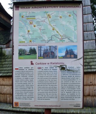 8436 Kwiatoń – kostel sv. Paraskiewy (cedule)